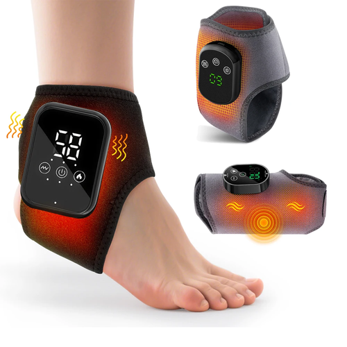 Masseur électrique de cheville et de pied, chauffage des vibrations du pied, attelle de Relaxation, ceinture, entorse des articulations plantaires, Support de cheville