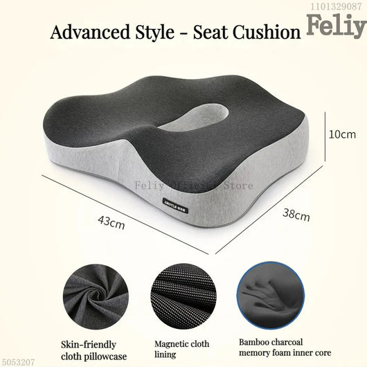 Coussin de Siège Ergonomique et Soutien Lombaire à Mémoire de Forme pour Bureau et voiture