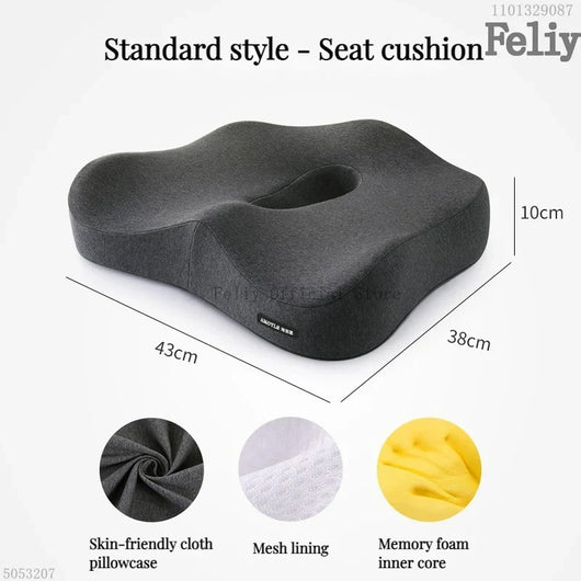 Coussin de Siège Ergonomique et Soutien Lombaire à Mémoire de Forme pour Bureau et voiture