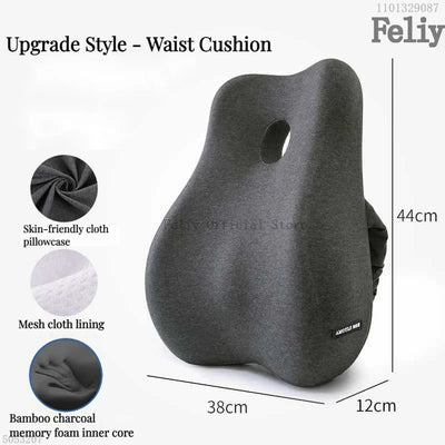 Coussin de Siège Ergonomique et Soutien Lombaire à Mémoire de Forme pour Bureau et voiture