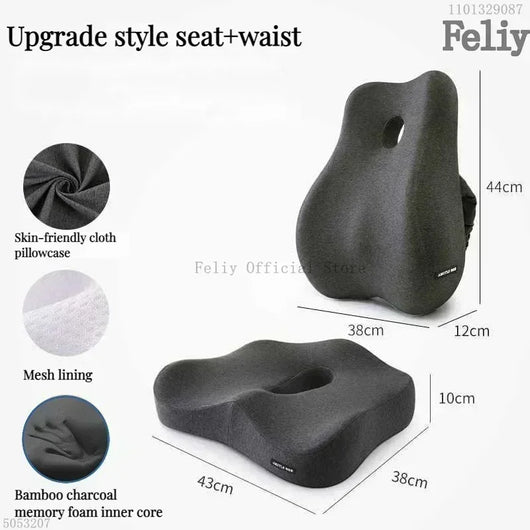 Coussin de Siège Ergonomique et Soutien Lombaire à Mémoire de Forme pour Bureau et voiture