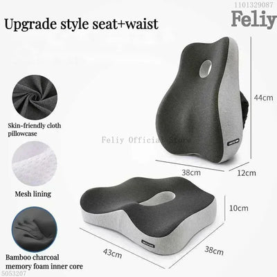 Coussin de Siège Ergonomique et Soutien Lombaire à Mémoire de Forme pour Bureau et voiture