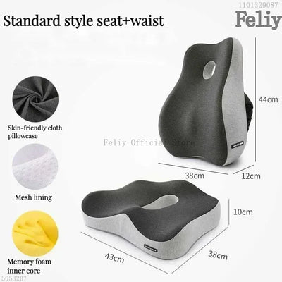 Coussin de Siège Ergonomique et Soutien Lombaire à Mémoire de Forme pour Bureau et voiture
