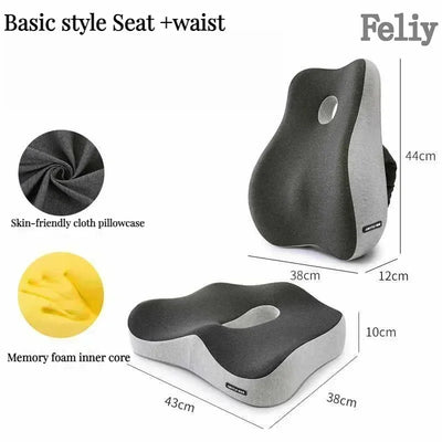Coussin de Siège Ergonomique et Soutien Lombaire à Mémoire de Forme pour Bureau et voiture