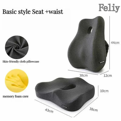 Coussin de Siège Ergonomique et Soutien Lombaire à Mémoire de Forme pour Bureau et voiture