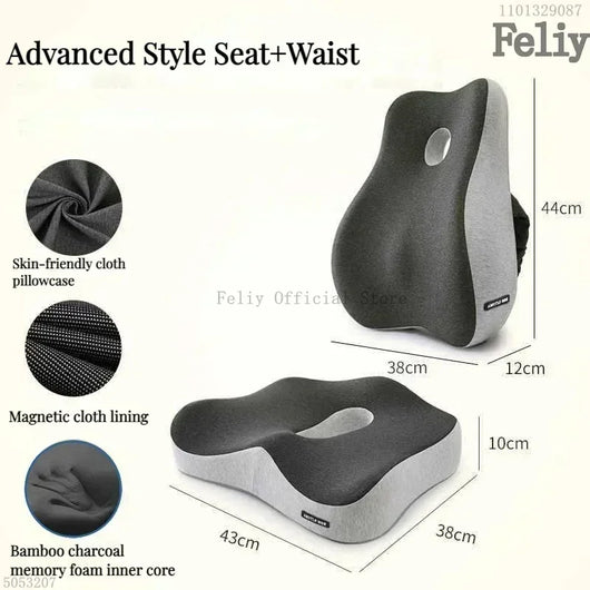 Coussin de Siège Ergonomique et Soutien Lombaire à Mémoire de Forme pour Bureau et voiture