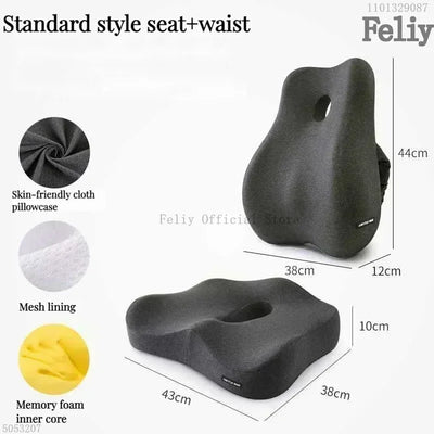 Coussin de Siège Ergonomique et Soutien Lombaire à Mémoire de Forme pour Bureau et voiture