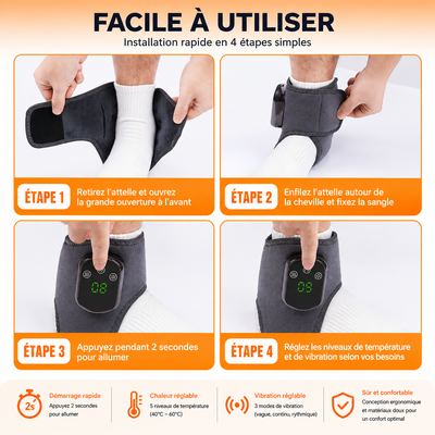 Masseur électrique de cheville et de pied, chauffage des vibrations du pied, attelle de Relaxation, ceinture, entorse des articulations plantaires, Support de cheville