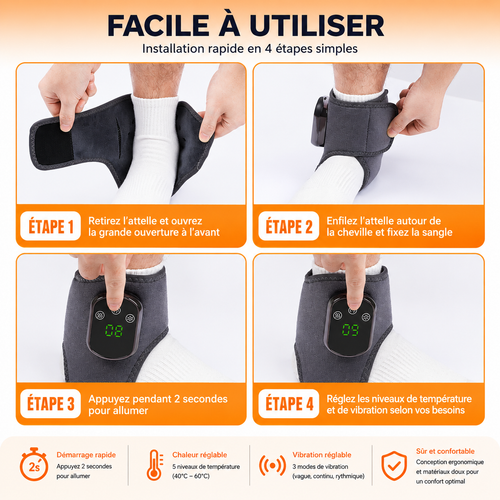 Masseur électrique de cheville et de pied, chauffage des vibrations