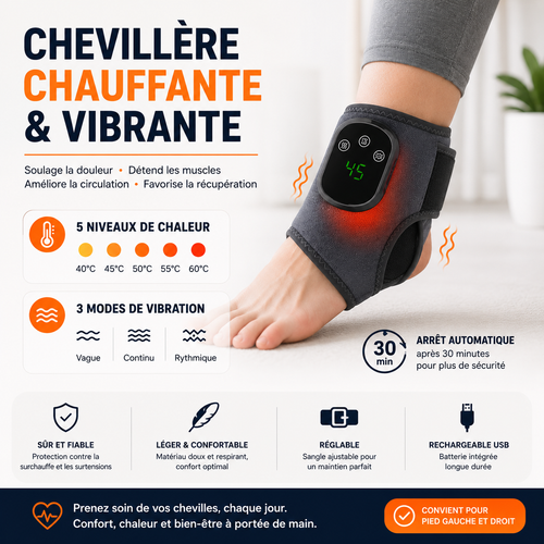 Masseur électrique de cheville et de pied, chauffage des vibrations du pied, attelle de Relaxation, ceinture, entorse des articulations plantaires, Support de cheville